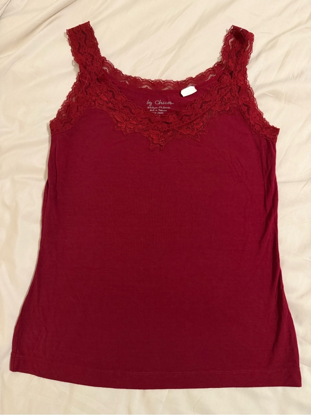 Chico's Lace-Trim Sleeveless Tank in Wine